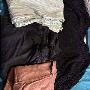 Black Crew Neck Sweater with Textured Knit